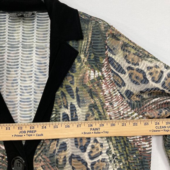 Slinky Brand size 1X Multi Color Animal Print Slinky Knit Stretch Jacket - Picture 6 of 10